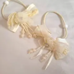 リボン ヘアゴム 2個セット 入学式 入園式 セレモニー ヘアアクセサリー