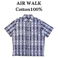 美品 AIRWALK 総柄ストライプ 半袖シャツ　エアウォーク オールドスケートのサムネイル