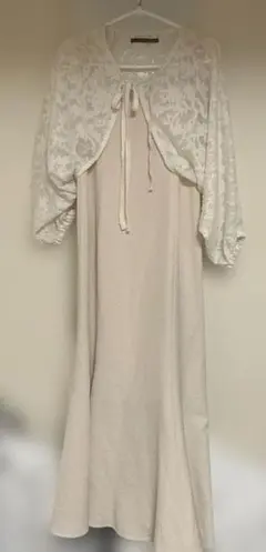 レースカーディガン付きロングドレス パーティドレス 結婚式 ワンピース