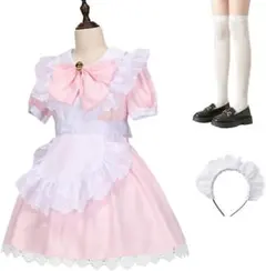 ピンク メイド服 コスプレセット S