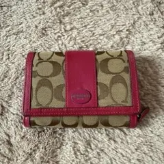 Coach 三つ折り財布 ピンク ベージュ