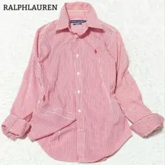 ラルフローレン 長袖シャツ スリムフィット ポニー刺繍 ストライプ M レッド