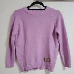 【ワンサイズ】シンプル　ラベンダー 長袖ニット セーター