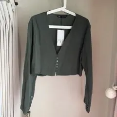 ZARA カーディガン 長袖 カーキ Mサイズ