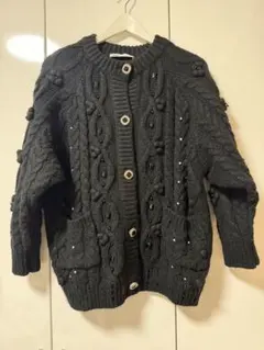 ZARA ビジュー　ラインストーンボタン ニットカーディガン