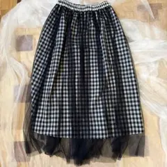 美品 GRL グレイル シアースカート チェック シースルー ロングスカート　M