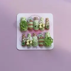 ネイルチップ ウィッシュコア チョコミント音符 クローバー 平成女児夏ネイルのサムネイル