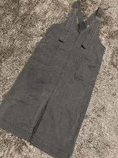 アンティカantiquaダークグレー サロペットロングワンピーススカートFREE