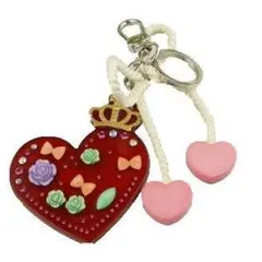 Adelaide New York ハート キーホルダー スワロフスキー リボン