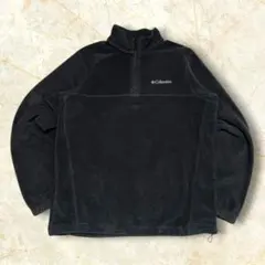 M*,様 コロンビア 刺繍ロゴ ハーフジップフリースジャケット メンズ ブラック