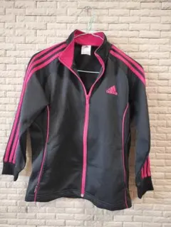 週末セール★adidas ジップアップジャケット 黒/ピンク　ジャージ上着