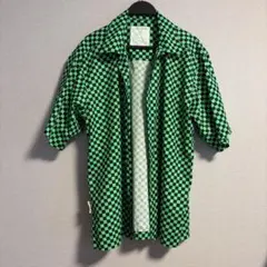 UNDERCOVER チェッカーフラッグ半袖シャツM 2000年頃　黒×緑のサムネイル