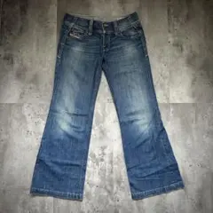 00s DIESEL archive フレア ワイド デニム トライバル 刺繍