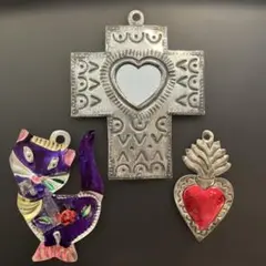 メキシコ雑貨 ブリキ製オーナメント 3点セットのサムネイル