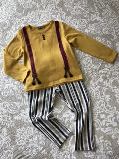 サスペンダー サスペンダー風 トレーナー ストライプ ストレッチパンツ コーデ