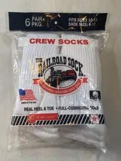 新品未使用　6足パック　レイルロードソックス　アメリカ製　ホワイト　ナイスタッチ