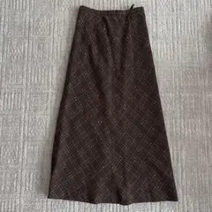 ロングスカート タイト 台形 ブラウン