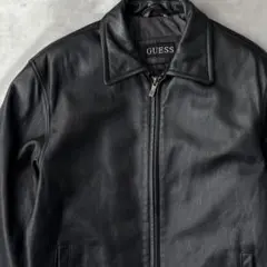 15735 GUESS ジップアップ レザージャケット 本革 襟付き Sサイズ