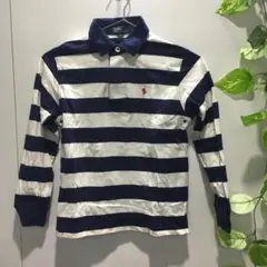 Polo ラルフローレン キッズ130 紺白ボーダー 長袖ラガーシャツ