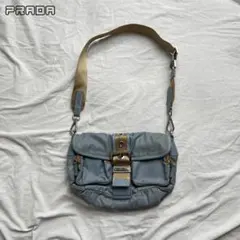 PRADA nylon shoulder bag pastel blue