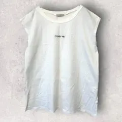 mystic シルケットロゴノースリーブTシャツ ホワイト シンプル レディース