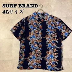 ✨高級素材✨4L レーヨン100% アロハシャツ ハワイアンサーフブランド 紺のサムネイル