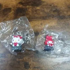 ハローキティ＆マイメロディ フックキーホルダー２個セット