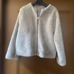 連休セール‼️グレー フェイクファー コート ジップアップ