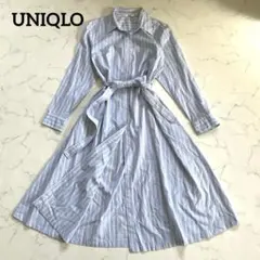春のワンピース✨UNIQLO ストライプコットンAラインシャツワンピース