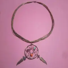 ドリームキャッチャー シルバーネックレス 天然石付き