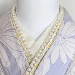 重ね襟パール　伊達襟レース　半衿フリル　着物女子　成人式振袖　卒業式袴　浴衣