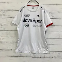 美品【DESCENTE】MoveSportロゴTシャツ 白×赤 Mサイズ