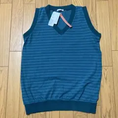 MAJESTIC LEGON ターコイズ ストライプ ベストノースリーブ M