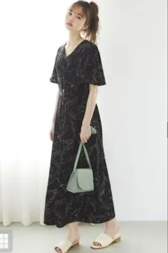 【美品】 2Way花柄 フレア ワンピース Ｌサイズ