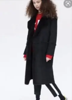 ブラック フリース ロングコート