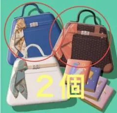 缶のみカルディ 2026 ミニチュアハンドバッグ缶 2種セット ブルー＆ブラウンのサムネイル