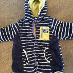 未使用　ふわふわフリースアウター130cm ネイビーと白のストライプ