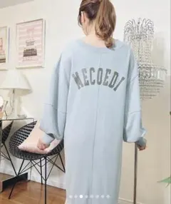 長袖カットソーワンピースロゴBab 前後2WAYマーメイドスウェット人気サックス