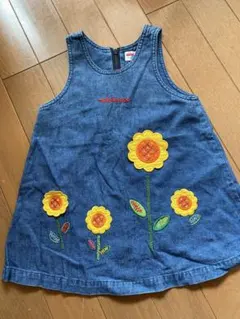 ミキハウス ワンピース 90 デニム 花柄