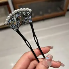 簪 かんざし 結婚式 和装髪飾り卒業式 成人式 着物 バチ型　黒