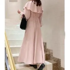 【美品】NICE CLAUP ケープ付きVネックワンピース 結婚式 オケージョン