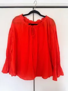 シフォンブラウス 長袖赤