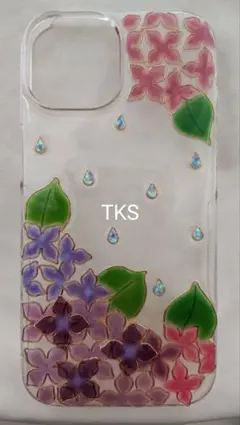 iPhone15/ハードケース/ハンドメイド/レジン/スマホケース/紫陽花