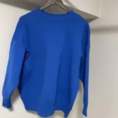 美品　長袖　カットソー　セーター　サイズフリー　ポリエステル　青　ブルー
