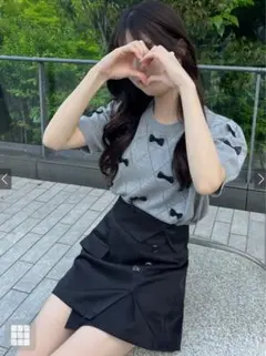 GRL シアーリボンダイヤ柄ニットトップス(k9345e)