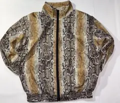 ヘビ柄 フロントジッパー ジャケット　ちょい悪　y2k ビンテージ　ナイロン素材