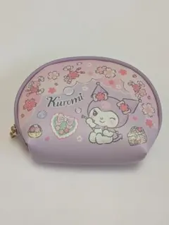 【新品・未使用】サンリオ クロミ ポーチ シェル型 桜 ピクニックデザイン 紫