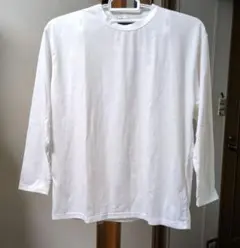 ホワイト 長袖カットソー コットン