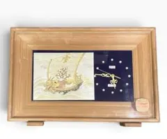 精工舎 世界の時計 芳春刻 彫金画 宝船 クォーツ置時計 動作品 昭和レトロ