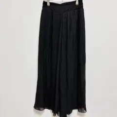 ブラックプリーツワイドパンツ 〖M〗 黒 ガウチョ ✨美品✨